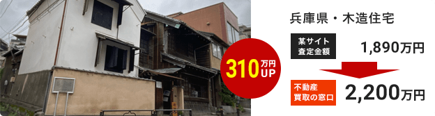 兵庫県・木造住宅が某サイト査定金額1,890万円から310万円アップの2,200万円に